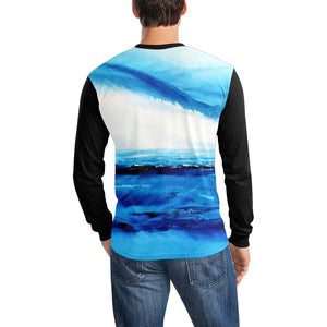 Blue Ocean Spellbound Black Long Sleeve Men's T-shirt | JSFA - JSFA - Original Art On Fashion by Jenny Simon