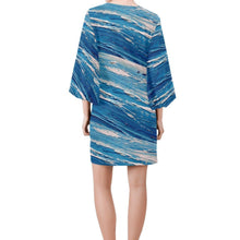 Load image into Gallery viewer, Blue Ocean Waves Bell Sleeve Dress | JSFA - JSFA - Original Art On Fashion by Jenny Simon