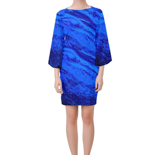 Blue Secret Deep Blue Bell Sleeve Dress | JSFA - JSFA - Original Art On Fashion by Jenny Simon