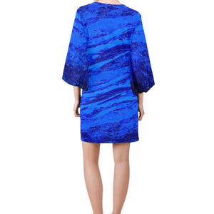 Blue Secret Deep Blue Bell Sleeve Dress | JSFA - JSFA - Original Art On Fashion by Jenny Simon