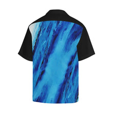 Load image into Gallery viewer, Blue Secret Diagonal Black Sleeve Hawaiian Shirt | JSFA - JSFA - Original Art On Fashion by Jenny Simon