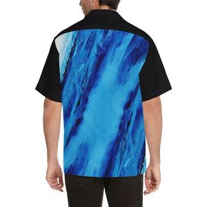 Blue Secret Diagonal Black Sleeve Hawaiian Shirt | JSFA - JSFA - Original Art On Fashion by Jenny Simon