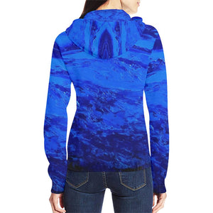 Blue Secret Women's Zip Up Hoodie Jacket | JSFA - JSFA - Original Art On Fashion by Jenny Simon