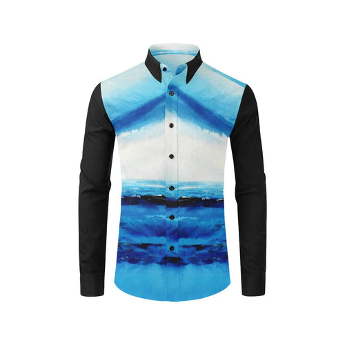Blue Spellbound Black Long Sleeve Men's Shirt | JSFA - JSFA - Original Art On Fashion by Jenny Simon