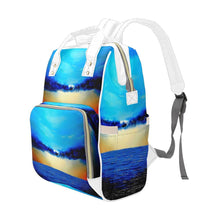Load image into Gallery viewer, Blue Sunset God&#39;s Plan Multi-Function Backpack | JSFA - JSFA - Original Art On Fashion by Jenny Simon