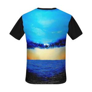 Blue Sunset Rebirth Black Men's T-Shirt | JSFA - JSFA - Original Art On Fashion by Jenny Simon