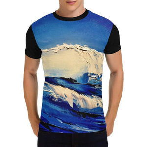 Blue Wave Black Men's T-Shirt | JSFA - JSFA - Original Art On Fashion by Jenny Simon