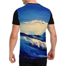 Load image into Gallery viewer, Blue Wave Black Men&#39;s T-Shirt | JSFA - JSFA - Original Art On Fashion by Jenny Simon