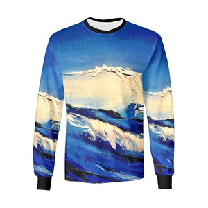 Blue Waves Long Sleeve Men's T-shirt | JSFA - JSFA - Original Art On Fashion by Jenny Simon