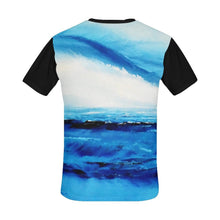 Load image into Gallery viewer, Blue White Ocean Spellbound Black Men&#39;s T-Shirt | JSFA - JSFA - Original Art On Fashion by Jenny Simon