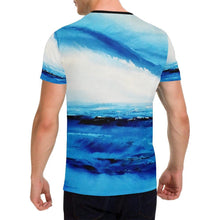 Load image into Gallery viewer, Blue White Ocean Spellbound Men&#39;s T-Shirt | JSFA - JSFA - Original Art On Fashion by Jenny Simon