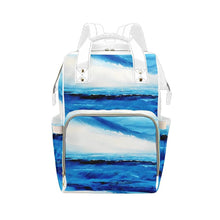 Load image into Gallery viewer, Blue And White Backpack - JSFA - Art On Fashion by Jenny Simon