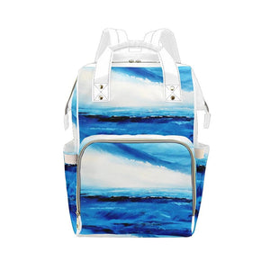 Blue And White Backpack - JSFA - Art On Fashion by Jenny Simon