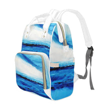 Load image into Gallery viewer, Blue White Ocean Multi-Function Backpack Bookbag For Boys, Girls, Women - JSFA - JSFA - Art On Fashion by Jenny Simon