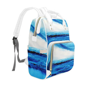 Blue White Ocean Multi-Function Backpack | JSFA - JSFA - Original Art On Fashion by Jenny Simon