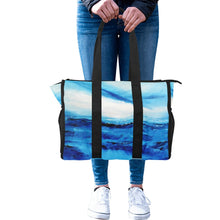 Load image into Gallery viewer, Blue White Ocean Spellbound Pool Beach Tote | JSFA - JSFA - Art On Fashion by Jenny Simon