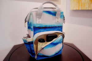 Blue Backpack With Zipped Front Pocket | JSFA - JSFA - Original Art On Fashion by Jenny Simon