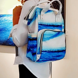 Blue Backpack for Women and Girls - JSFA - Art On Fashion by Jenny Simon
