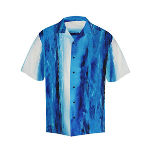 Blue White Spellbound Stripes Hawaiian Shirt | JSFA - JSFA - Original Art On Fashion by Jenny Simon