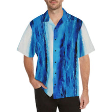 Load image into Gallery viewer, Blue White Spellbound Stripes Hawaiian Shirt | JSFA - JSFA - Original Art On Fashion by Jenny Simon