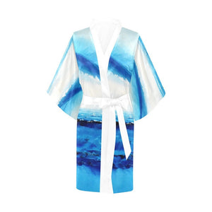 Blue White Spellbound Women's Kimono Robe - JSFA - Art On Fashion by Jenny Simon