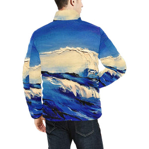 Blue White Wave Men's Bomber Jacket | JSFA - JSFA - Original Art On Fashion by Jenny Simon