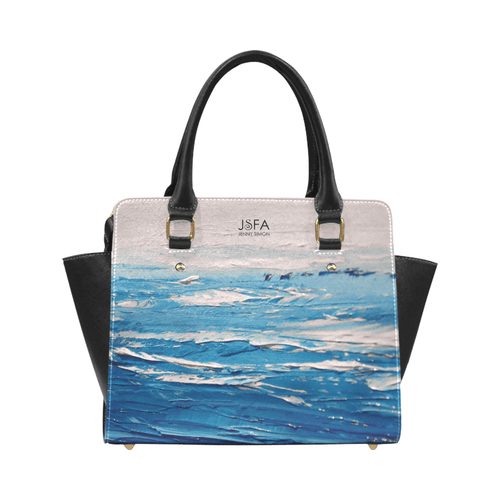 Blue White Waves Handbag Top Handle | JSFA - JSFA - Original Art On Fashion by Jenny Simon