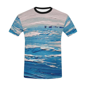 Blue White Waves Men's T-Shirt | JSFA - JSFA - Original Art On Fashion by Jenny Simon