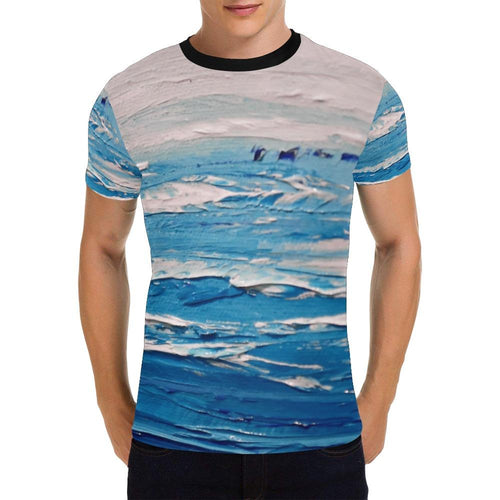 Blue White Waves Men's T-Shirt | JSFA - JSFA - Original Art On Fashion by Jenny Simon