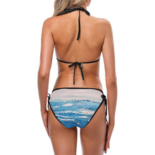 Load image into Gallery viewer, Blue White Waves String Bikini | JSFA - JSFA - Original Art On Fashion by Jenny Simon