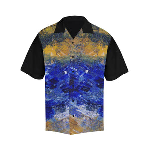 Blue Yellow Beaches Hawaiian Shirt Black Sleeve | JSFA - JSFA - Original Art On Fashion by Jenny Simon