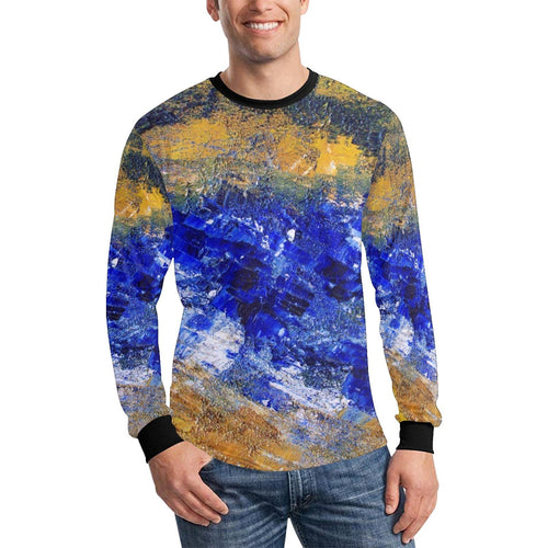 Blue Yellow Beaches Long Sleeve Men's T-shirt | JSFA - JSFA - Original Art On Fashion by Jenny Simon