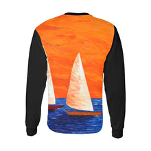 Load image into Gallery viewer, Boats Blue Orange Black Long Sleeve Men&#39;s T-shirt | JSFA - JSFA - Original Art On Fashion by Jenny Simon