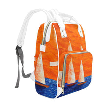Load image into Gallery viewer, Boats Blue Orange Multi-Function Backpack | JSFA - JSFA - Original Art On Fashion by Jenny Simon