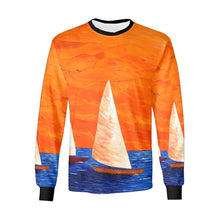 Load image into Gallery viewer, Boats Orange Blue Long Sleeve Men&#39;s T-shirt | JSFA - JSFA - Original Art On Fashion by Jenny Simon