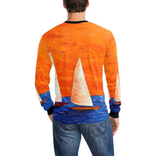 Load image into Gallery viewer, Boats Orange Blue Long Sleeve Men&#39;s T-shirt | JSFA - JSFA - Original Art On Fashion by Jenny Simon