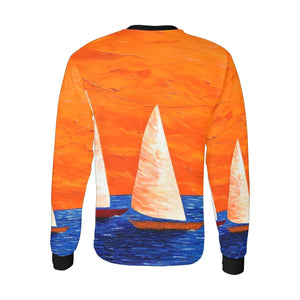 Boats Orange Blue Long Sleeve Men's T-shirt | JSFA - JSFA - Original Art On Fashion by Jenny Simon