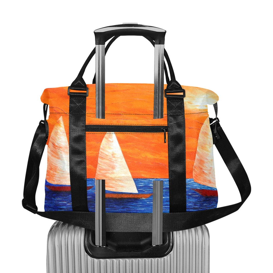 Boats Orange Sky Ladies Weekender Travel Carry On Bag - JSFA - Art On Fashion by Jenny Simon