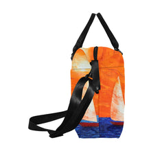 Load image into Gallery viewer, Boats Orange Sky Ladies Weekender Travel Carry On Bag - JSFA - Art On Fashion by Jenny Simon