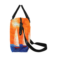 Load image into Gallery viewer, Boats Orange Sky Ladies Weekender Travel Carry On Bag - JSFA - Art On Fashion by Jenny Simon