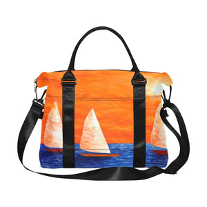 Boats Orange Sky Ladies Weekender Travel Carry On Bag - JSFA - Art On Fashion by Jenny Simon