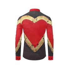 Load image into Gallery viewer, Crazy Red Heart Long Sleeve Men&#39;s Shirt | JSFA - JSFA - Original Art On Fashion by Jenny Simon
