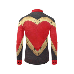 Crazy Red Heart Long Sleeve Men's Shirt | JSFA - JSFA - Original Art On Fashion by Jenny Simon