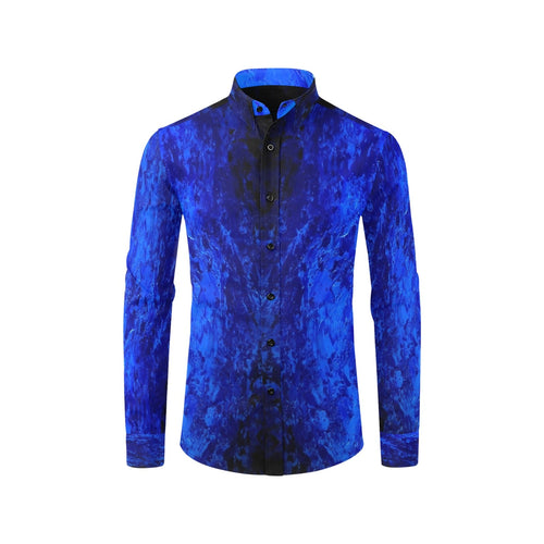 Dark Blue Long Sleeve Men's Shirt | JSFA - JSFA - Original Art On Fashion by Jenny Simon