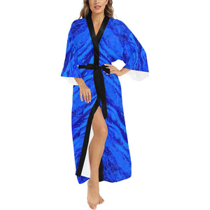 Deep Blue Secret 56" EXTRA LONG Kimono Robe For Tall Women | JSFA - JSFA - Art On Fashion by Jenny Simon