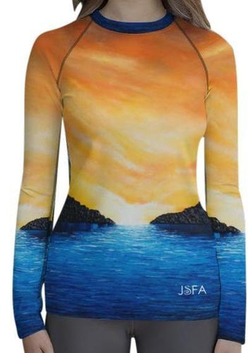 Dream Cove Blue Long Sleeve Shirt/ Rash Guard - JSFA - Original Art On Fashion by Jenny Simon