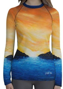 Dream Cove Blue Long Sleeve Shirt/ Rash Guard - JSFA - Original Art On Fashion by Jenny Simon