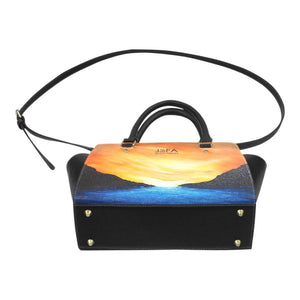 Dream Cove Blue Orange Classic Handbag Top Handle | JSFA - JSFA - Original Art On Fashion by Jenny Simon