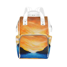 Load image into Gallery viewer, Dream Cove Blue Yellow Sunset Multi-Function Backpack | JSFA - JSFA - Original Art On Fashion by Jenny Simon