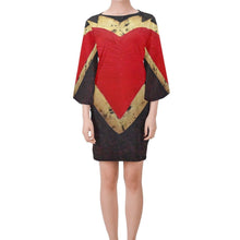 Load image into Gallery viewer, Full Heart Red Black Bell Sleeve Dress | JSFA - JSFA - Original Art On Fashion by Jenny Simon